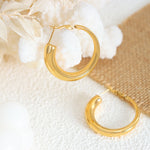 18K Gold Simple Atmospheric Hollow Round Design Versatile Earrings - QH Clothing