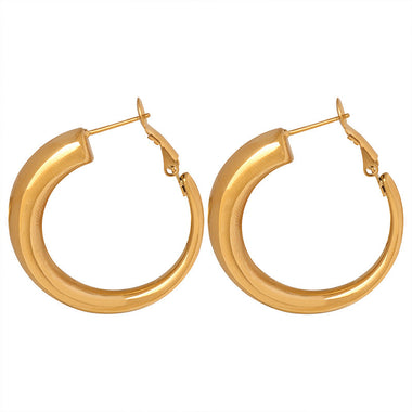 18K Gold Simple Atmospheric Hollow Round Design Versatile Earrings - QH Clothing