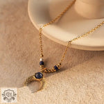 18K Gold Horn and Pearl Pendant Necklace - QH Clothing