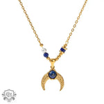 18K Gold Horn and Pearl Pendant Necklace - QH Clothing