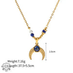 18K Gold Horn and Pearl Pendant Necklace - QH Clothing