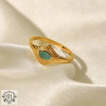 18K Gold Inlaid Opal Elegance Ring - QH Clothing