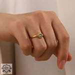 18K Gold Inlaid Opal Elegance Ring - QH Clothing