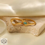 18K Gold Inlaid Opal Elegance Ring - QH Clothing