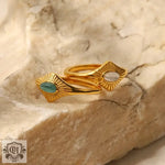 18K Gold Inlaid Opal Elegance Ring - QH Clothing