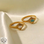 18K Gold Inlaid Opal Elegance Ring - QH Clothing