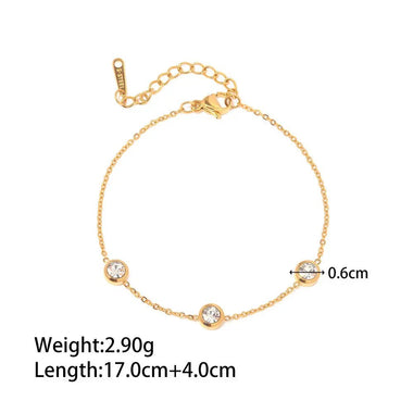 18K Gold Inlaid Round Zircon Bracelet - QH Clothing