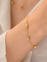 18K Gold Inlaid Round Zircon Bracelet - QH Clothing