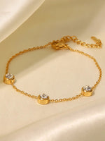 18K Gold Inlaid Round Zircon Bracelet - QH Clothing