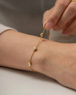 18K Gold Inlaid Round Zircon Bracelet - QH Clothing