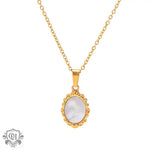 18K Gold Inlaid White Pendant Necklace - QH Clothing