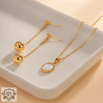 18K Gold Inlaid White Pendant Necklace - QH Clothing