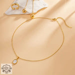 18K Gold Inlaid White Pendant Necklace - QH Clothing