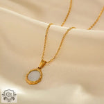 18K Gold Inlaid White Pendant Necklace - QH Clothing