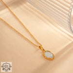 18K Gold Inlaid White Pendant Necklace - QH Clothing