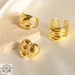 18K gold fashionable and personalized irregular-shaped multi-layered cross design versatile ring - QH Clothing