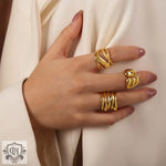 18K gold fashionable and personalized irregular-shaped multi-layered cross design versatile ring - QH Clothing