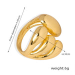 18K gold fashionable and personalized irregular-shaped multi-layered cross design versatile ring - QH Clothing