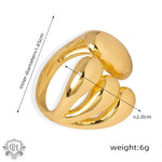 18K gold fashionable and personalized irregular-shaped multi-layered cross design versatile ring - QH Clothing