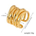 18K gold fashionable and personalized irregular-shaped multi-layered cross design versatile ring - QH Clothing