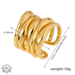 18K gold fashionable and personalized irregular-shaped multi-layered cross design versatile ring - QH Clothing