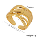 18K gold fashionable and personalized irregular-shaped multi-layered cross design versatile ring - QH Clothing