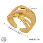 18K gold fashionable and personalized irregular-shaped multi-layered cross design versatile ring - QH Clothing