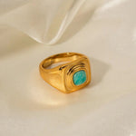 18K Gold Lapis Lazuli Inlaid Ring - QH Clothing