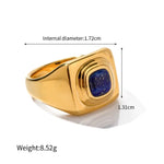 18K Gold Lapis Lazuli Inlaid Ring - QH Clothing