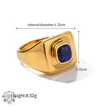 18K Gold Lapis Lazuli Inlaid Ring - QH Clothing