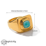 18K Gold Lapis Lazuli Inlaid Ring - QH Clothing