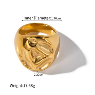 18K Gold Lava Debossed Versatile Ring - QH Clothing