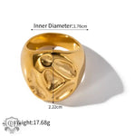 18K Gold Lava Debossed Versatile Ring - QH Clothing