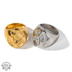 18K Gold Lava Debossed Versatile Ring - QH Clothing