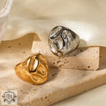 18K Gold Lava Debossed Versatile Ring - QH Clothing