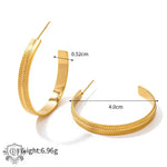 18K Gold Leaf Texture Circle Hoop Earrings - QH Clothing