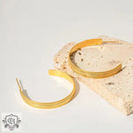 18K Gold Leaf Texture Circle Hoop Earrings - QH Clothing