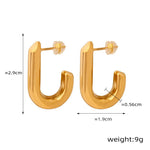 18K gold stylish personalized letter J design simple style earrings - QH Clothing