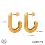 18K gold stylish personalized letter J design simple style earrings - QH Clothing