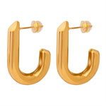 18K gold stylish personalized letter J design simple style earrings - QH Clothing