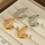 18K gold stylish personalized letter J design simple style earrings - QH Clothing