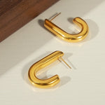 18K gold stylish personalized letter J design simple style earrings - QH Clothing