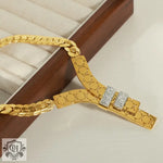 18K gold fashionable letter Y inlaid with zircon design necklace and bracelet set - QH Clothing