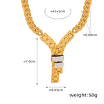 18K gold fashionable letter Y inlaid with zircon design necklace and bracelet set - QH Clothing