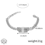 18K gold fashionable letter Y inlaid with zircon design necklace and bracelet set - QH Clothing