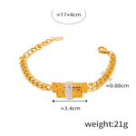 18K gold fashionable letter Y inlaid with zircon design necklace and bracelet set - QH Clothing