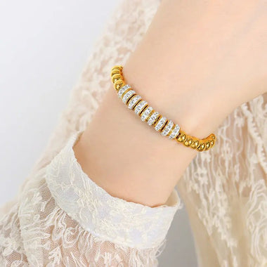 18K Gold Light Diamond Beaded Bracelet - QH Clothing