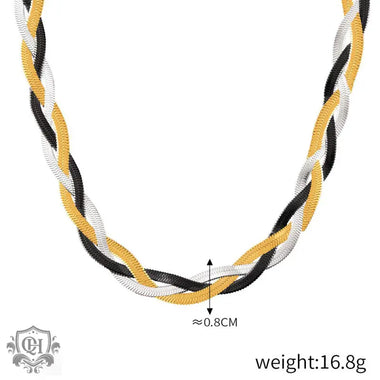 Gold-toned 18K Gold Light Luxury Fashion Braided Design Simple Style Necklace set