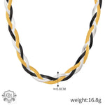 Braided tricolor herringbone necklace in 18K Gold light luxury fashion design