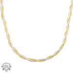 Twisted 18K Gold and Silver Necklace in Light Luxury Braided Design Style